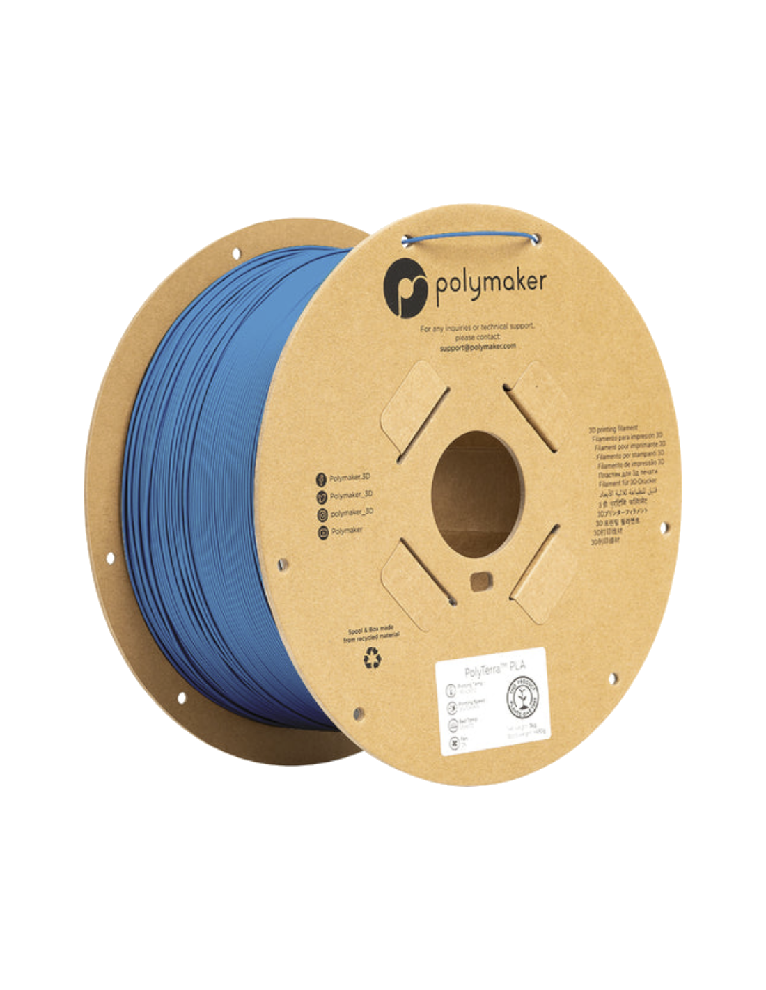 Polymaker PolyTerra PLA : Filamento para impressão 3D : 1,75 mm (3Kg) : Azul safira