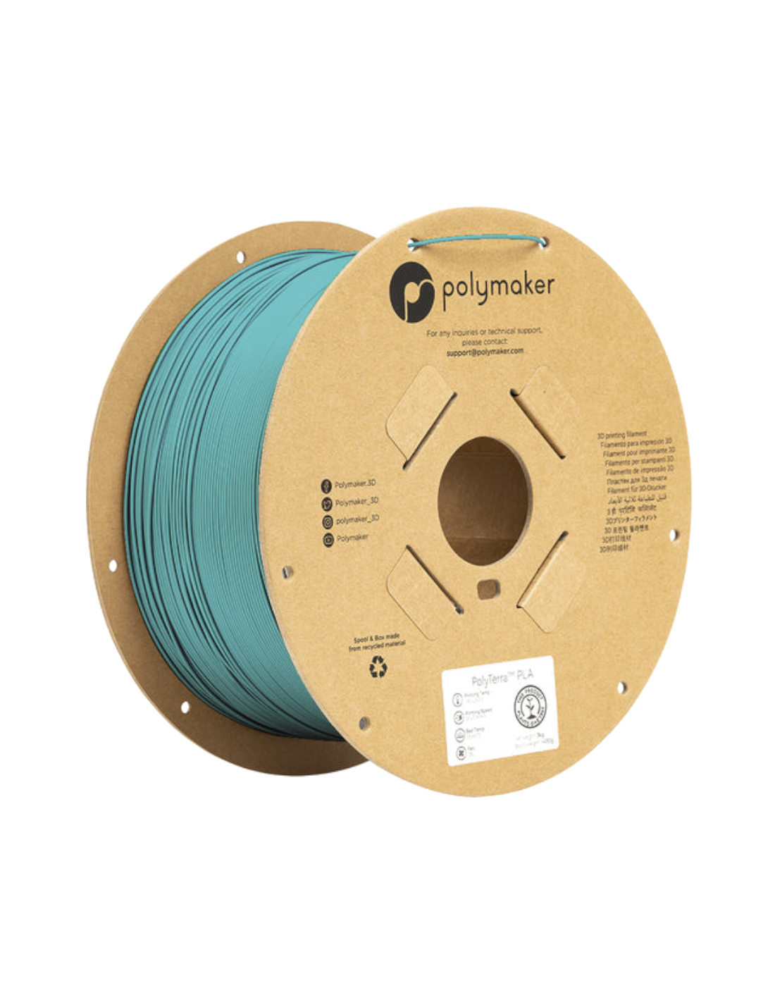 Polymaker PolyTerra PLA | Filamento para impresión 3D | 1,75 mm (3Kg) | Gris azulado ártico