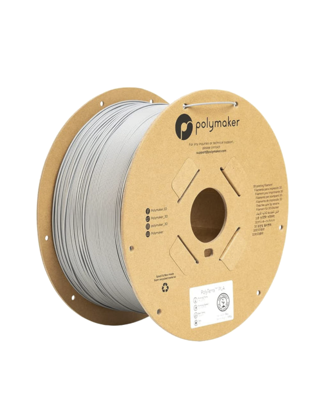 Polymaker PolyTerra PLA | Filamento para impresión 3D | 1,75 mm (3Kg) | Gris Fósil