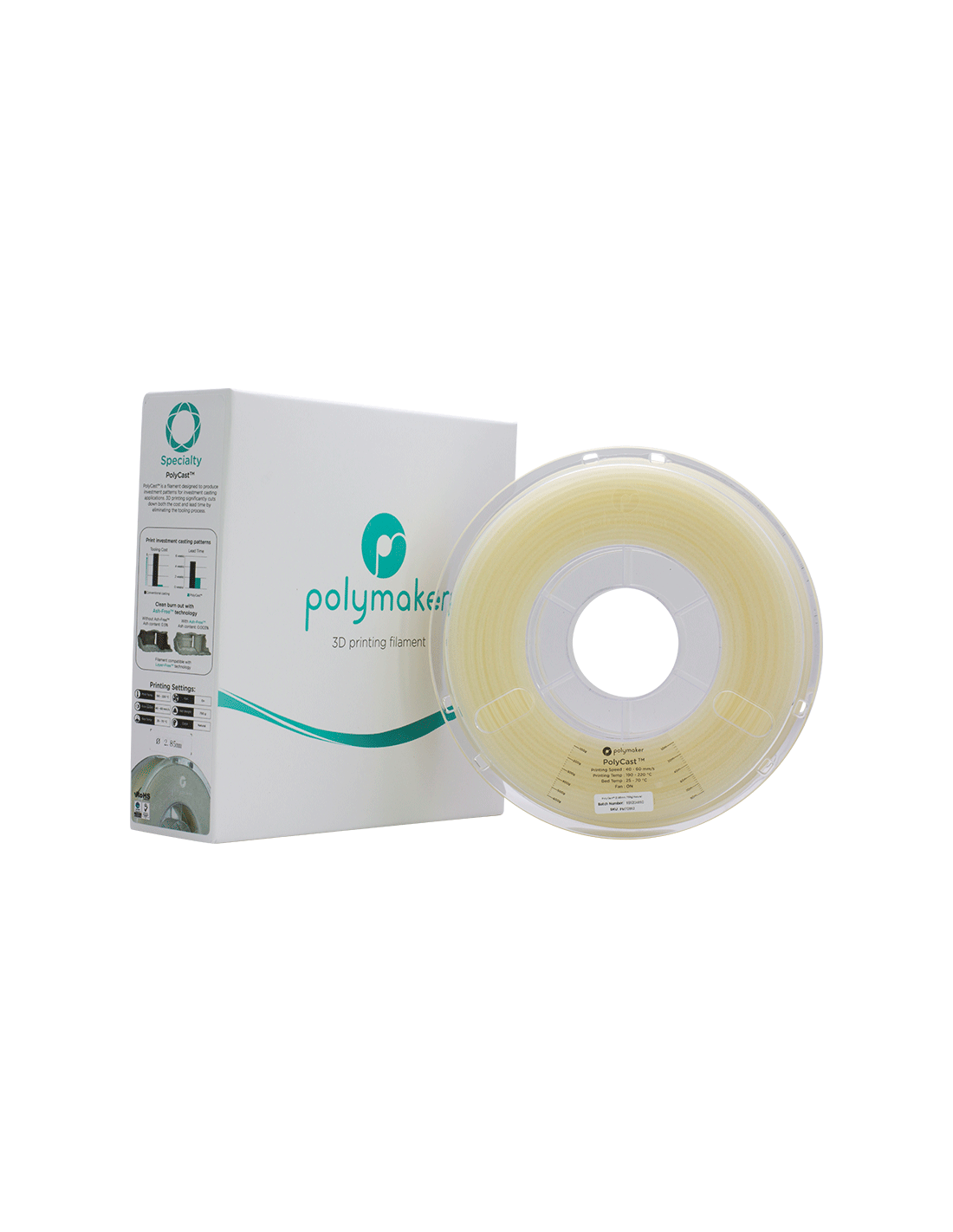 Polymaker Polycast PVB | Filamento para impresión 3D | 2,85 mm (0,75Kg) | Natural