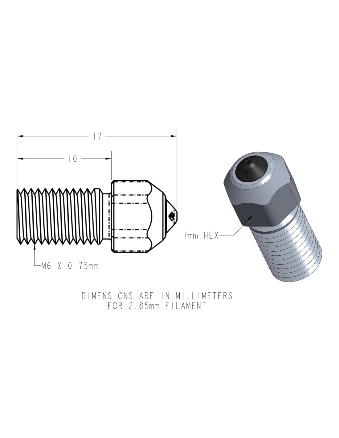 Bocal compatível com a linha DiamondBack Ultimaker S | 0,4 mm