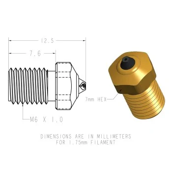 Bico E3D DiamondBack V6 0,6 mm