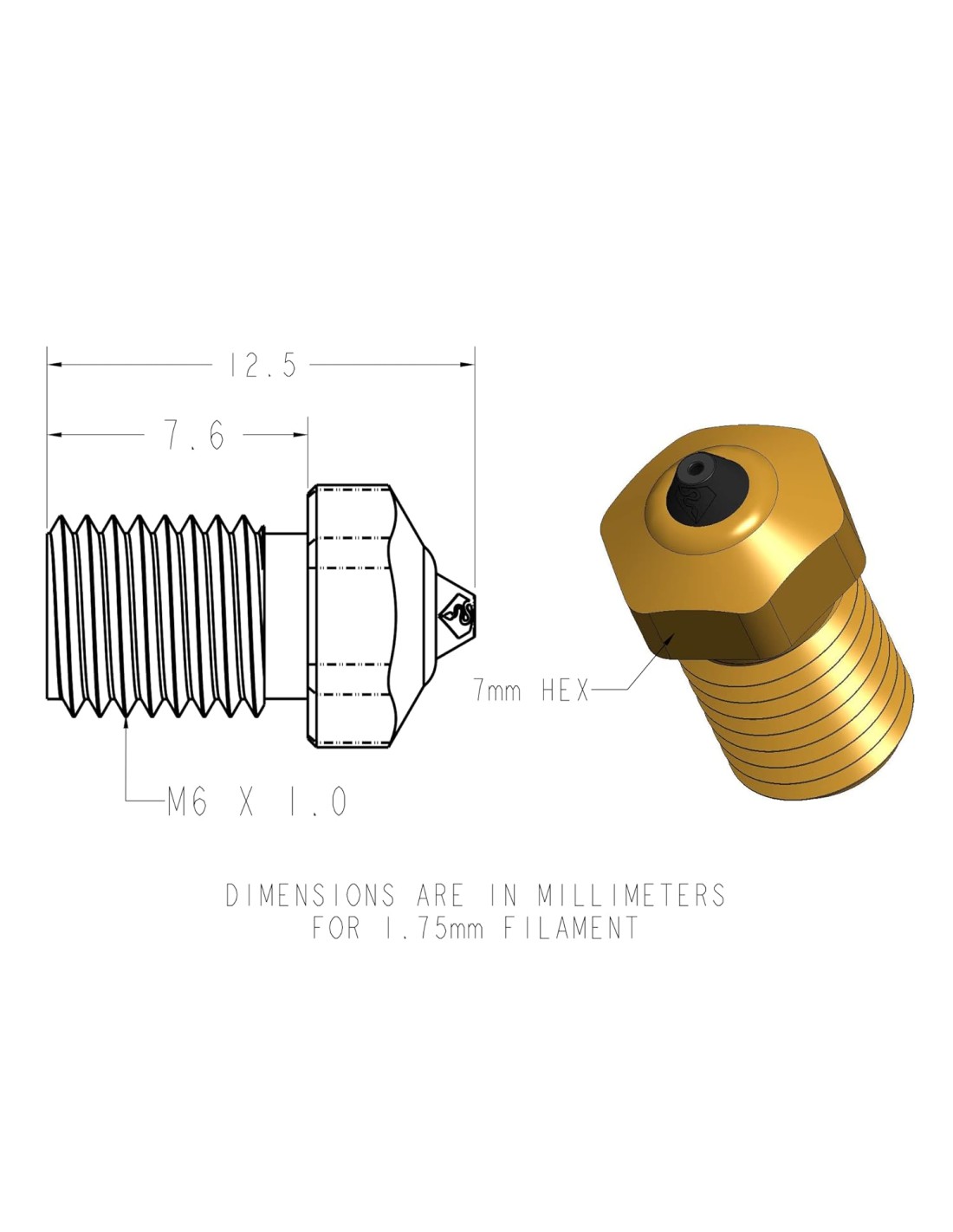 Bico E3D DiamondBack V6 0,6 mm