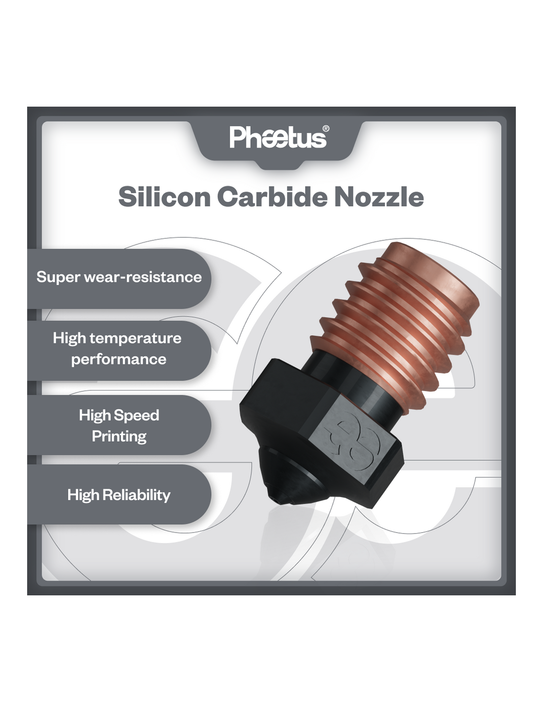 Phaetus PS Silicon carbide nozzle : 0.4 mm - 1.75 mm : 1 pc.