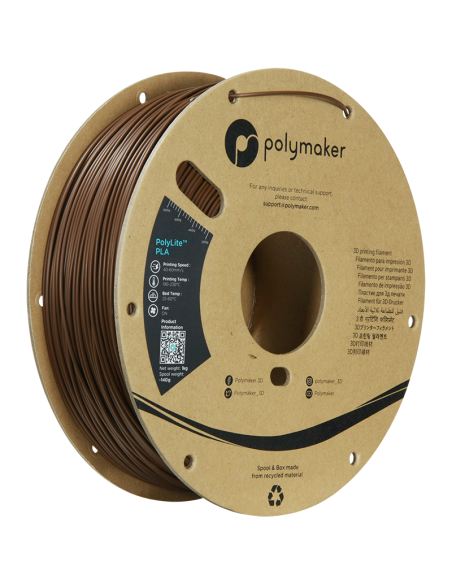 Polymaker PolyLite PLA | Filamento para impresión 3D | 1,75 mm (1Kg) | Marrón