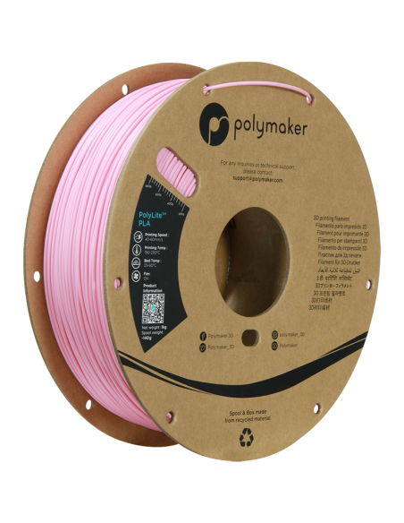 Polymaker PolyLite PLA | Filamento para impresión 3D | 1,75 mm (1Kg) | Rosa