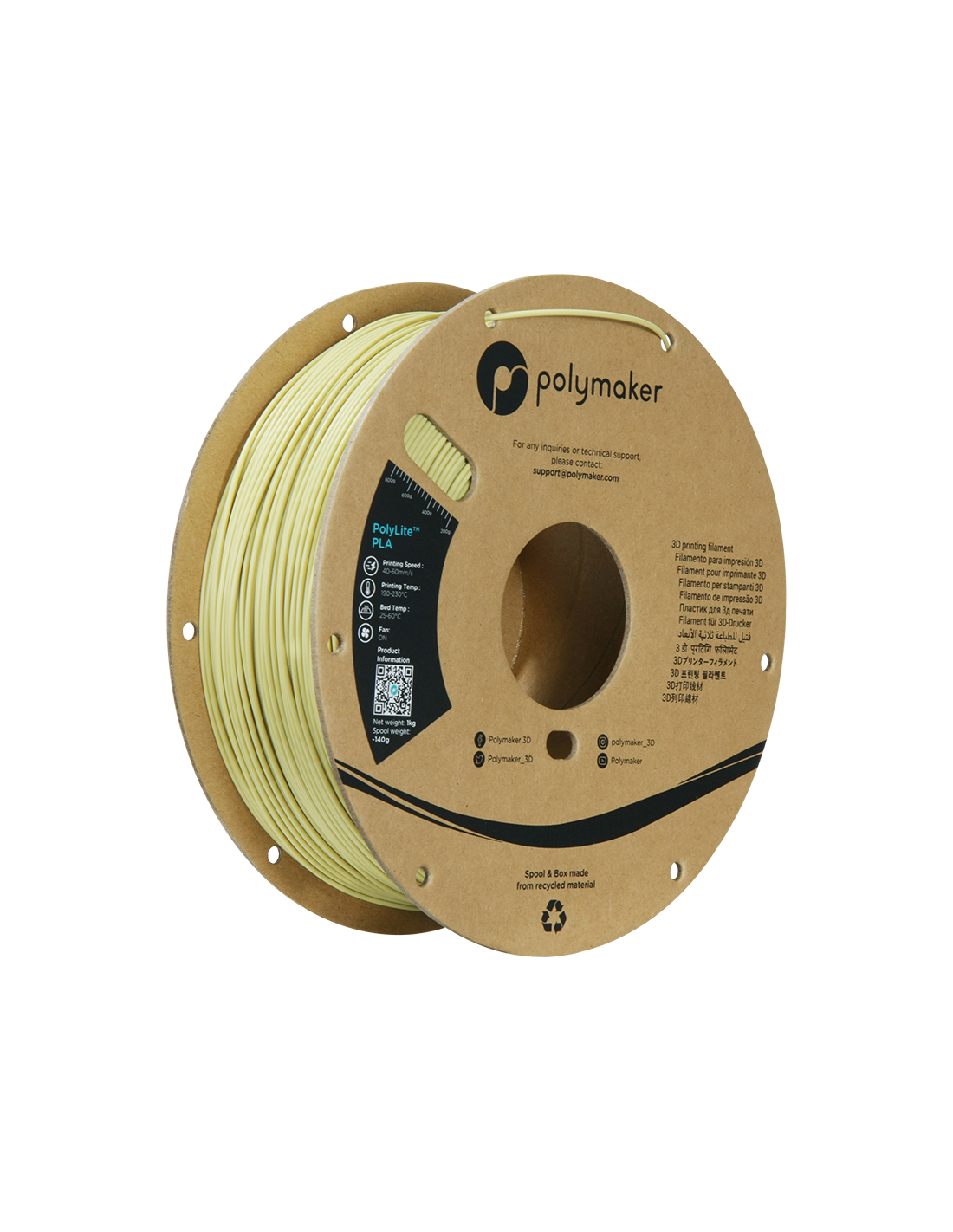 Polymaker PolyLite PLA | Filamento para impresión 3D | 1,75 mm (1Kg) | Beige