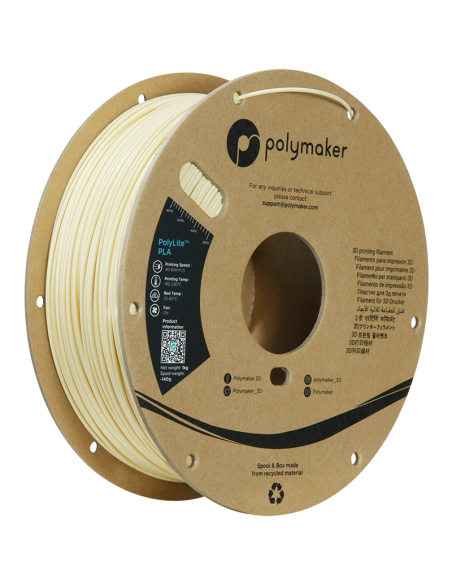 Polymaker PolyLite PLA | Filamento para impresión 3D | 1,75 mm (1Kg) | Beige Crema