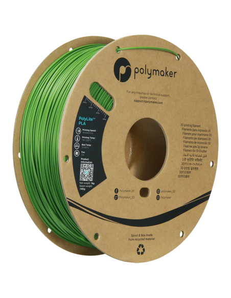 Polymaker PolyLite PLA | Filamento para impresión 3D | 1,75 mm (1Kg) | Verde Jungla