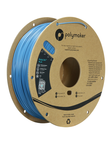 Polymaker PolyLite PLA | Filamento para impresión 3D | 1,75 mm (1Kg) | Azul Piedra