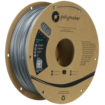 Polymaker PolyLite PLA : Filamento para impressão 3D : 1,75 mm (1Kg) : Cinzento aço