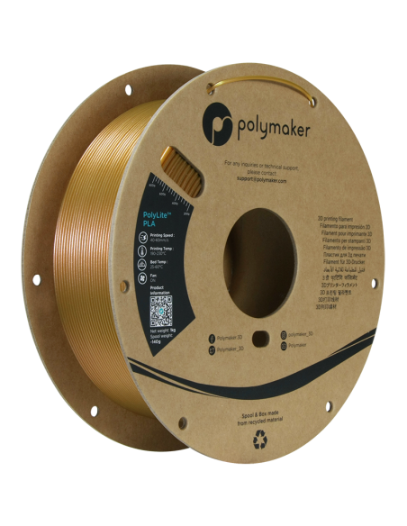 Polymaker PolyLite PLA Starlight | Filamento para impresión 3D | 1,75 mm (1Kg) | Oro Júpiter