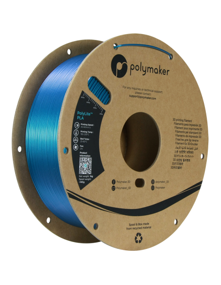 Polymaker PolyLite PLA Starlight | Filamento para impresión 3D | 1,75 mm (1Kg) | Azul Neptuno