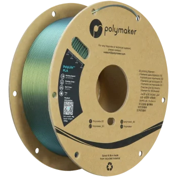 Polymaker PolyLite PLA Starlight : Filamento para impressão 3D : 1,75 mm (1Kg) : Verde Aurora