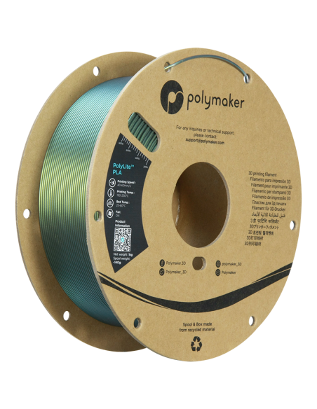 Polymaker PolyLite PLA Starlight | Filamento para impresión 3D | 1,75 mm (1Kg) | Verde Aurora