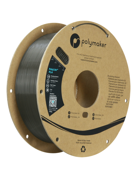 Polymaker PolyLite PLA | Filamento para impresión 3D | 1,75 mm (1Kg) | Gris Oscuro Verde