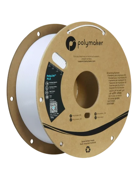 Polymaker PolyLite PLA | Filamento para impresión 3D | 1,75 mm (1Kg) | Blanco Frío