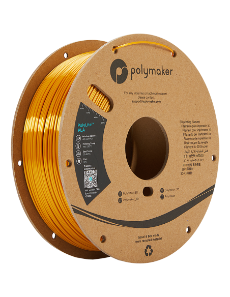 Polymaker PolyLite PLA | Filamento para impresión 3D | 1,75 mm (1Kg) | Oro de seda