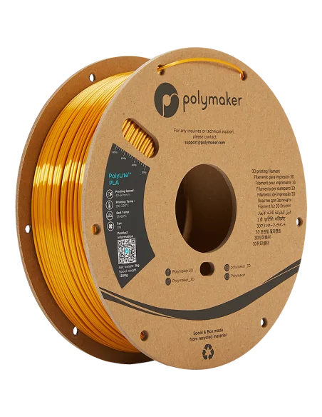 Polymaker PolyLite PLA | Filamento para impresión 3D | 1,75 mm (1Kg) | Oro de seda