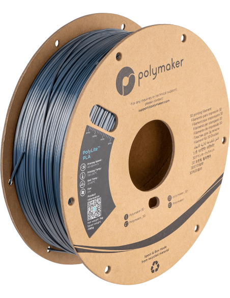 Polymaker PolyLite PLA | Filamento para impresión 3D | 1,75 mm (1Kg) | Gris Cromo de seda