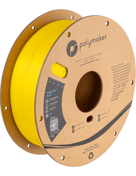 Polymaker PolyLite PLA | Filamento para impresión 3D | 1,75 mm (1Kg) | Amarillo de seda