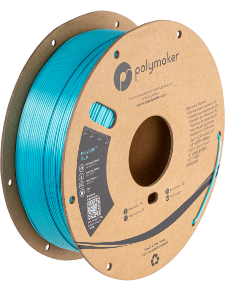 Polymaker PolyLite PLA | Filamento para impresión 3D | 1,75 mm (1Kg) | Azul claro de seda