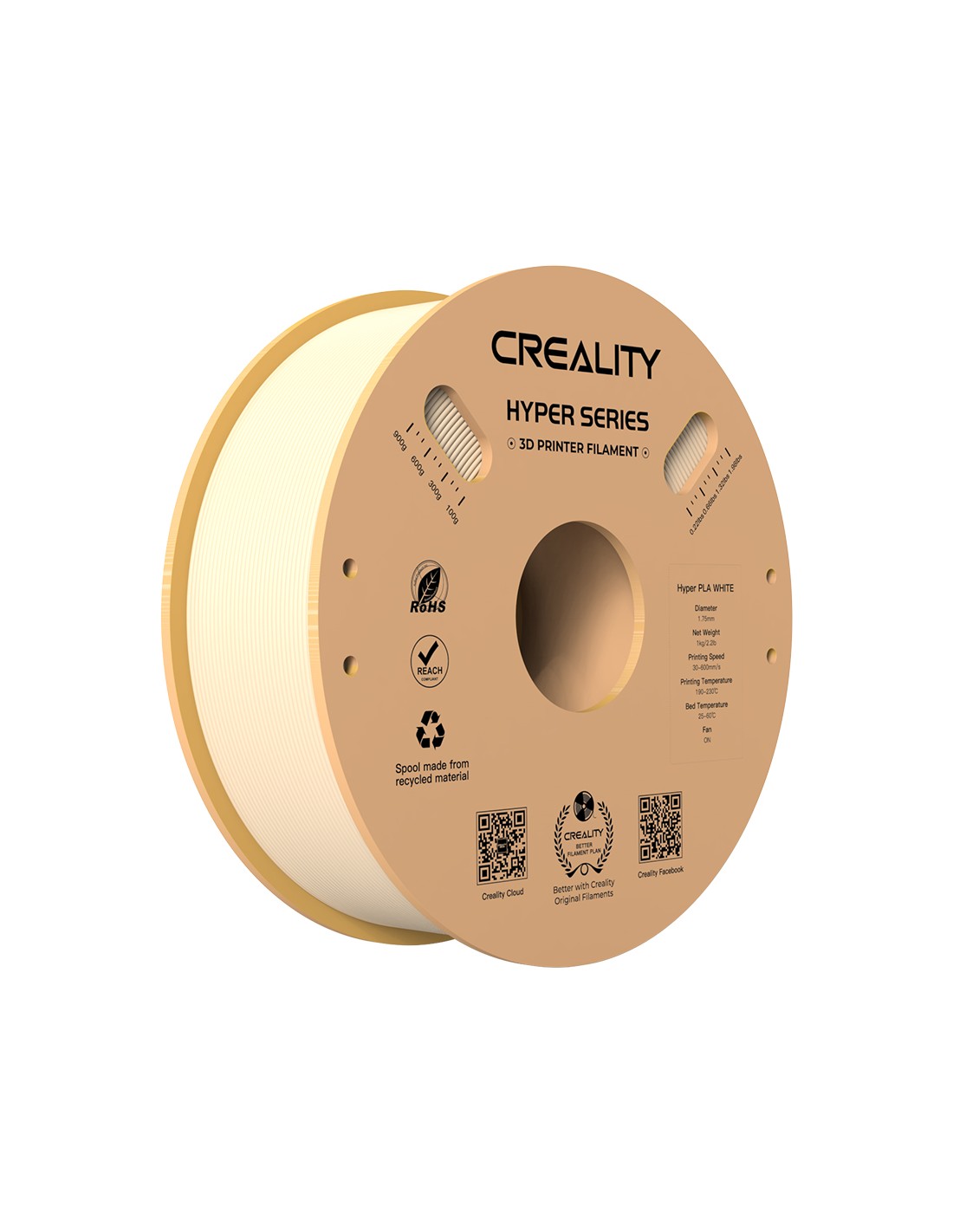 Creality Hyper PLA | Filamento para impresión 3D | 1,75mm (1Kg) | Natural