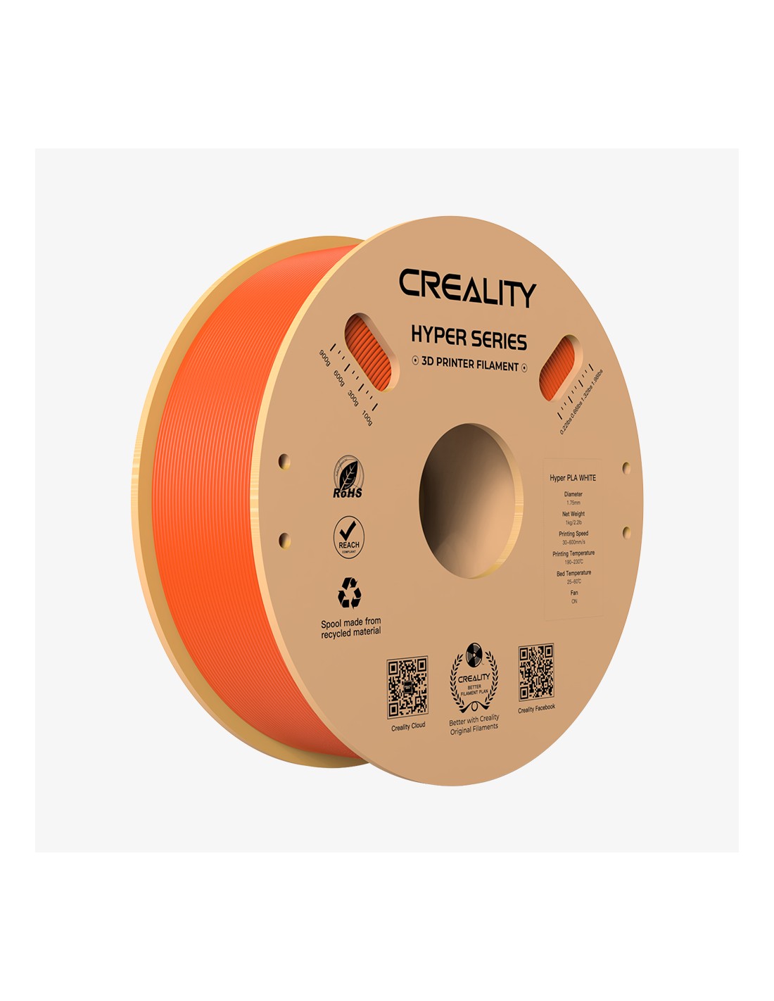 Creality Hyper PLA | Filamento para impresión 3D | 1,75mm (1Kg) | Naranja