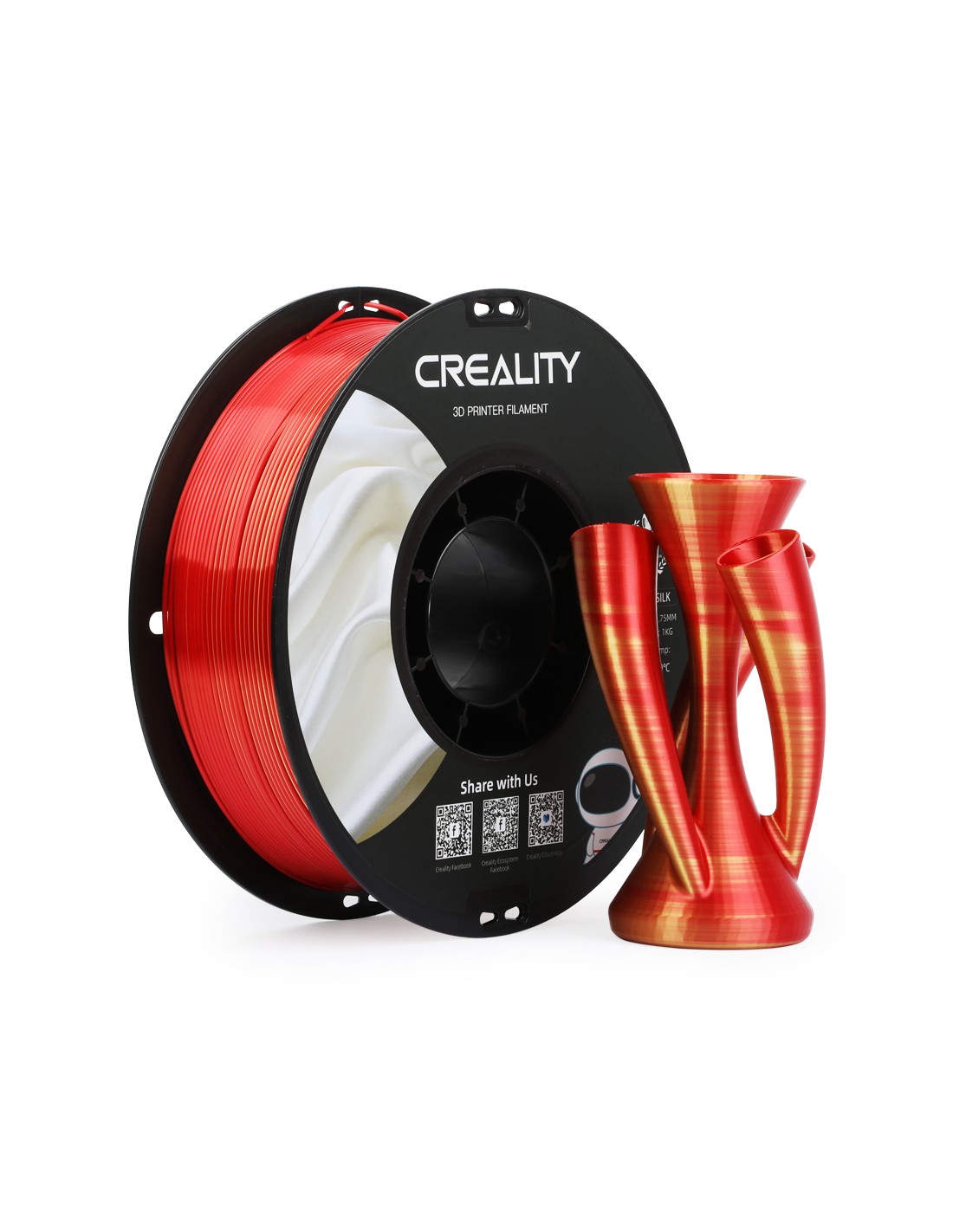 Creality CR-PLA Silk | Filamento para impresión 3D | 1,75mm (1Kg) | Rojo oro