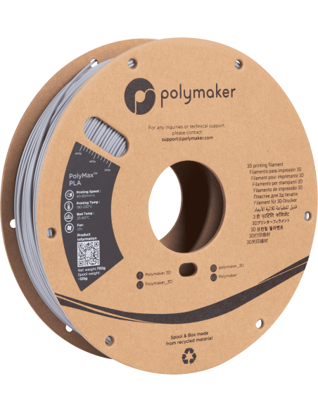 Polymaker PolyMax Tough PLA | Filamento para impresión 3D | 1,75mm (0,75Kg) | Gris