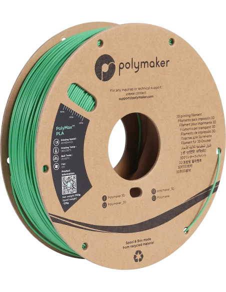 Polymaker PolyMax Tough PLA | Filamento para impresión 3D | 1,75mm (0,75Kg) | Verde