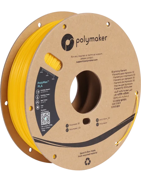 Polymaker PolyMax Tough PLA | Filamento para impresión 3D | 1,75mm (0,75Kg) | Amarillo