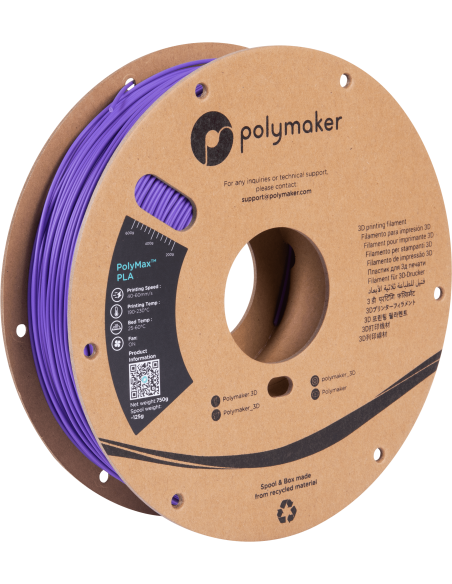 Polymaker PolyMax Tough PLA | Filamento para impresión 3D | 1,75mm (0,75Kg) | Violeta