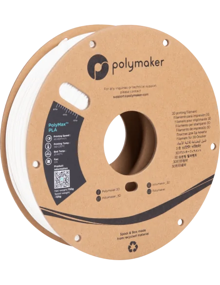 Polymaker PolyMax Tough PLA | Filamento para impresión 3D | 2,85mm (0,75Kg) | Blanco