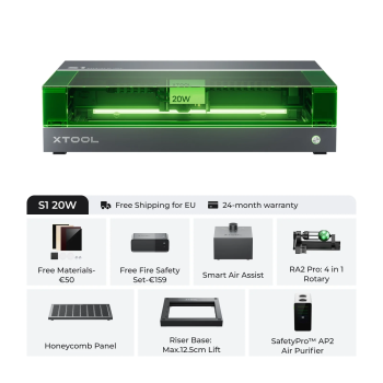 xTool S1 - 20W Alt-i-en-pakke: Lasergraverings- og skæremaskine: sort