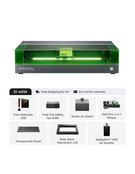 xTool S1 - 40W | Pacote tudo-em-um | Máquina de corte e gravação a laser