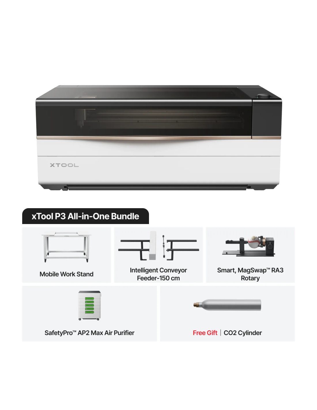 xTool P3 - All-In-One Bundle | Machine de découpe et de gravure laser